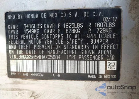 2017 Honda Fit Lx из США, поврежденный, VIN 3HGGK5H54HM705884